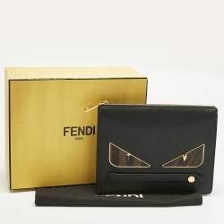 Pre Owned Fendi Black Leather Monster Clutch