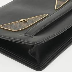 Pre Owned Fendi Black Leather Monster Clutch