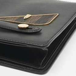 Pre Owned Fendi Black Leather Monster Clutch