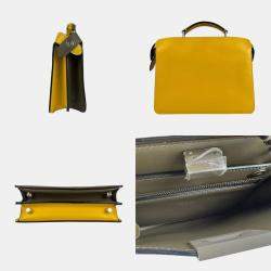 Pre Owned Fendi Peekaboo ISeeU Khaki/Yellow Leather Shoulder Bag