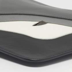 Pre Owned Fendi Black/White Leather Monster Eye Flat Pouch