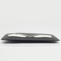 Pre Owned Fendi Black/White Leather Monster Eye Flat Pouch