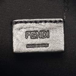 Pre Owned Fendi Black/White Leather Monster Eye Flat Pouch