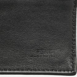 Pre Owned Fendi Black/Yellow Zucca Coated Canvas and Leather Diagonal Card Case