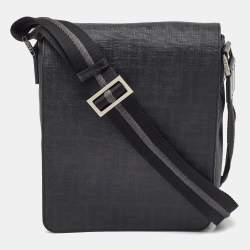 Pre Owned Fendi Black Zucca Coated Canvas Flap Messenger Bag