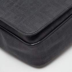Pre Owned Fendi Black Zucca Coated Canvas Flap Messenger Bag