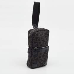 Pre Owned Fendi Black Zucca Canvas and Leather Convertible Backpack