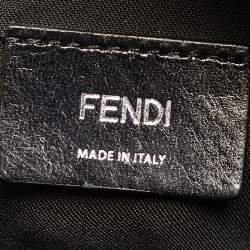 Pre Owned Fendi Grey/Black Leather and Nylon Dolce Monster Eyes Rounded Backpack