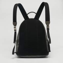 Pre Owned Fendi Grey/Black Leather and Nylon Dolce Monster Eyes Rounded Backpack