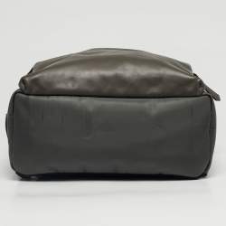 Pre Owned Fendi Grey/Black Leather and Nylon Dolce Monster Eyes Rounded Backpack