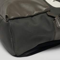 Pre Owned Fendi Grey/Black Leather and Nylon Dolce Monster Eyes Rounded Backpack