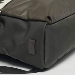 Pre Owned Fendi Grey/Black Leather and Nylon Dolce Monster Eyes Rounded Backpack