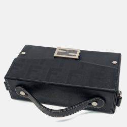 Pre Owned Fendi Black Leather Baguette Trunk Bag