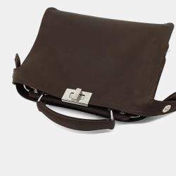 Pre Owned Fendi Brown Fabric Peekaboo I See U Mini