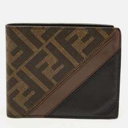 مملوكة مسبقًا Fendi Brown/Black Zucca Coated Canvas and Leather Bifold Wallet