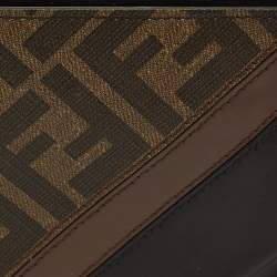 مملوكة مسبقًا Fendi Brown/Black Zucca Coated Canvas and Leather Bifold Wallet
