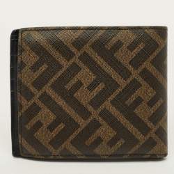 مملوكة مسبقًا Fendi Brown/Black Zucca Coated Canvas and Leather Bifold Wallet