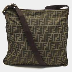 Pre Owned Fendi Tobacco Zucca Nylon Messenger Bag