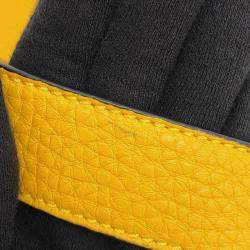 Pre Owned Fendi Selleria Baguette For Men Waist Bag Yellow/Black Leather