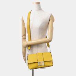 Pre Owned Fendi Selleria Baguette For Men Waist Bag Yellow/Black Leather