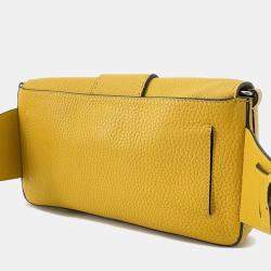 Pre Owned Fendi Selleria Baguette For Men Waist Bag Yellow/Black Leather