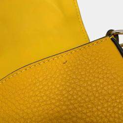 Pre Owned Fendi Selleria Baguette For Men Waist Bag Yellow/Black Leather