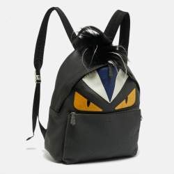 مملوكة مسبقًا حقيبة ظهر فندي مونستر أيز رمادي/متعدد الألوان سيليريا جلد وفرو