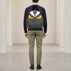 مملوكة مسبقًا حقيبة ظهر فندي مونستر أيز رمادي/متعدد الألوان سيليريا جلد وفرو