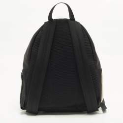 Pre Owned Fendi Logo Multicolor Shearling Fur and Nylon Backpack