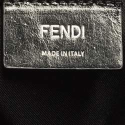 Pre Owned Fendi Logo Multicolor Shearling Fur and Nylon Backpack
