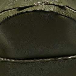 Pre Owned Fendi Olive Green Selleria Leather and Crocodile Back Horn Backpack