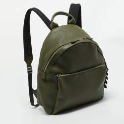 Pre Owned Fendi Olive Green Selleria Leather and Crocodile Back Horn Backpack