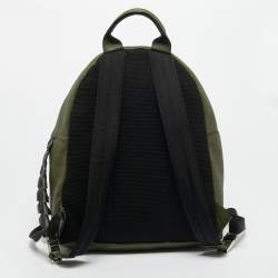 Pre Owned Fendi Olive Green Selleria Leather and Crocodile Back Horn Backpack