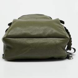 Pre Owned Fendi Olive Green Selleria Leather and Crocodile Back Horn Backpack