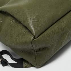 Pre Owned Fendi Olive Green Selleria Leather and Crocodile Back Horn Backpack