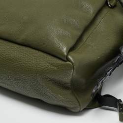 Pre Owned Fendi Olive Green Selleria Leather and Crocodile Back Horn Backpack