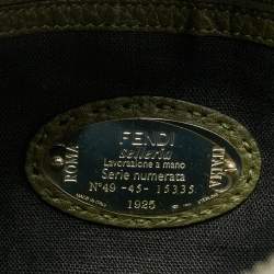Pre Owned Fendi Olive Green Selleria Leather and Crocodile Back Horn Backpack