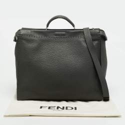 مملوكة مسبقًا Fendi Peekaboo Large Dark Grey Selleria Leather Top Handle Bag