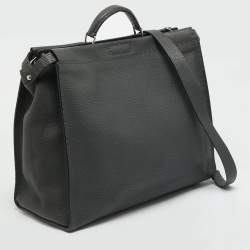 مملوكة مسبقًا Fendi Peekaboo Large Dark Grey Selleria Leather Top Handle Bag