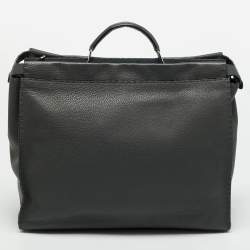 مملوكة مسبقًا Fendi Peekaboo Large Dark Grey Selleria Leather Top Handle Bag