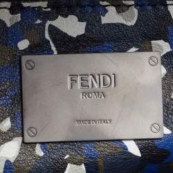 Pre Owned Fendi Peekaboo Large Multicolor Camouflage Leather Briefcase
