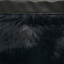 Pre Owned حقيبة فندي بيكابوو كبيرة شعر عجل وجلد أزرق بحري/أسود للوثائق