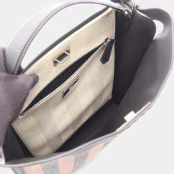 Pre Owned Fendi Peekaboo X-Litefit Tote Bag Leather And Raffia Black Brown