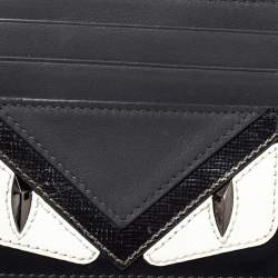 Fendi Grey/Black Leather Monster Eye Card Holder