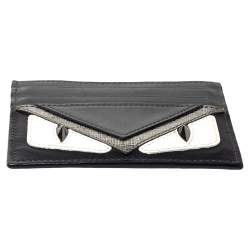 Fendi Grey/Black Leather Monster Eye Card Holder