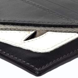 Fendi Grey/Black Leather Monster Eye Card Holder