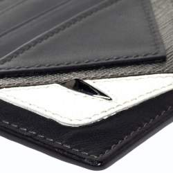 Fendi Grey/Black Leather Monster Eye Card Holder