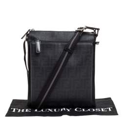 Fendi Black Zucca Coated Canvas Messenger Bag