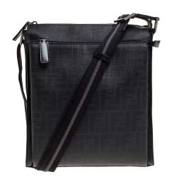 Fendi Black Zucca Coated Canvas Messenger Bag