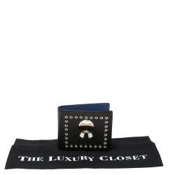 Fendi Black Leather Studded Karlito Bifold Wallet